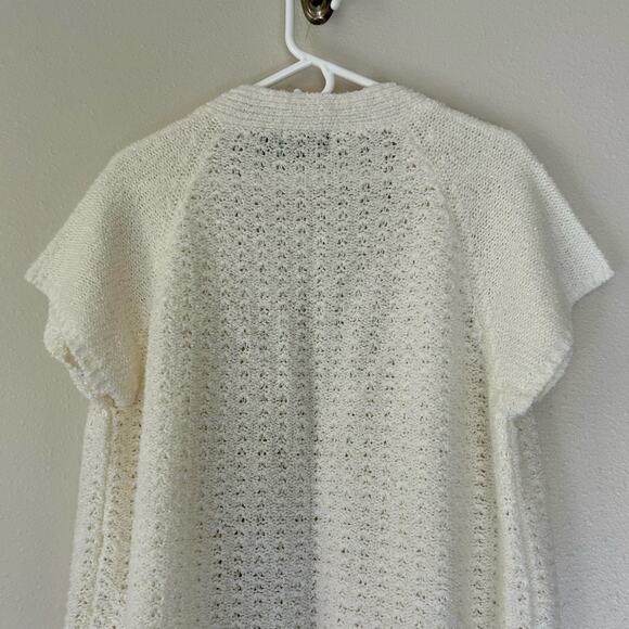 Vintage Bonnie Lee short sleeve open knit cardigan sweater 60s 70s cottagecore M - Picture 11 of 13